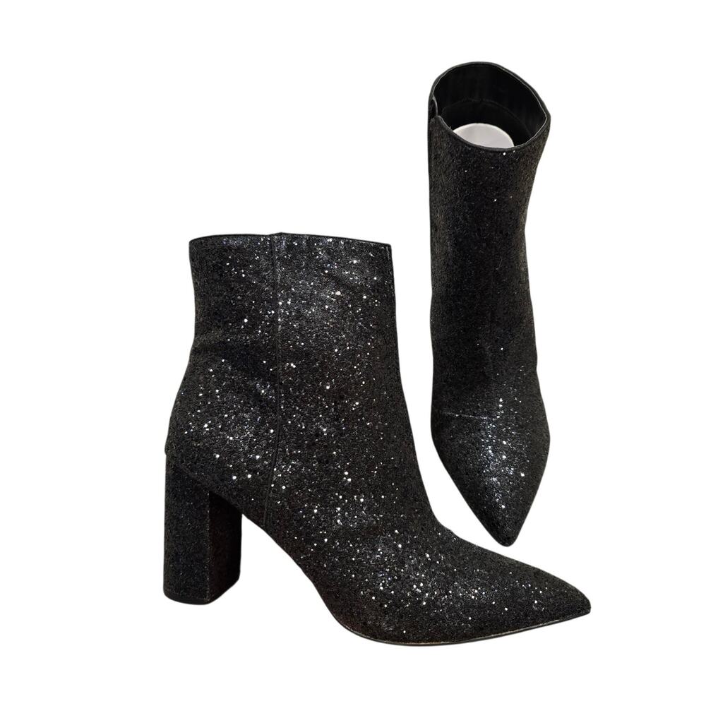 NEW Women's Abound Emille Black Sparkly Sequin Glitter Ankle Boots | Size 11
